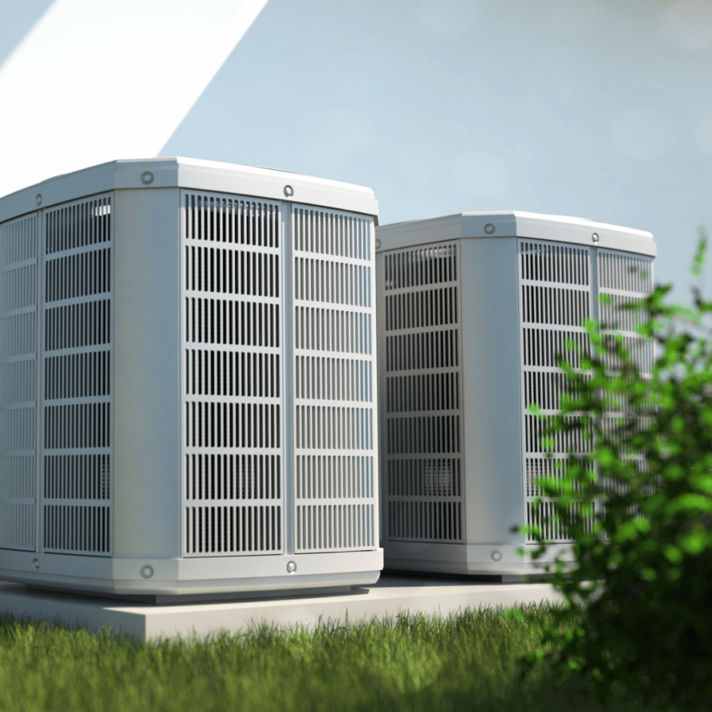 heat pumps on the side of a home