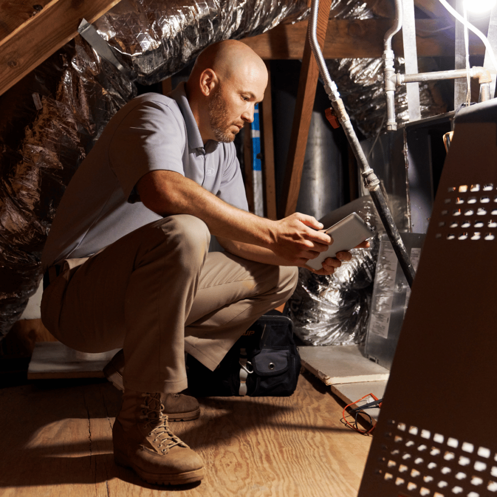 technician providing heater installation services in fort worth