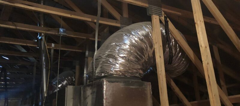 air ducts located in a dark attic